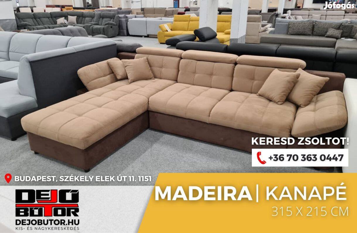 Madeira L barna krém kanapé ülőgarnitúra 315x215 cm sarok ágyazható