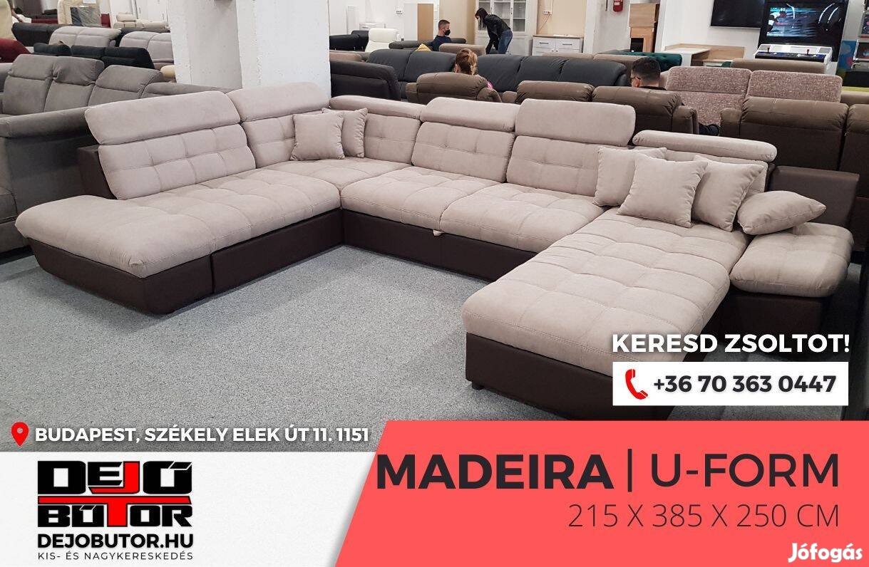 Madeira rugós sarok kanapé ülőgarnitúra 215x385x250 cm ualak ágyazható