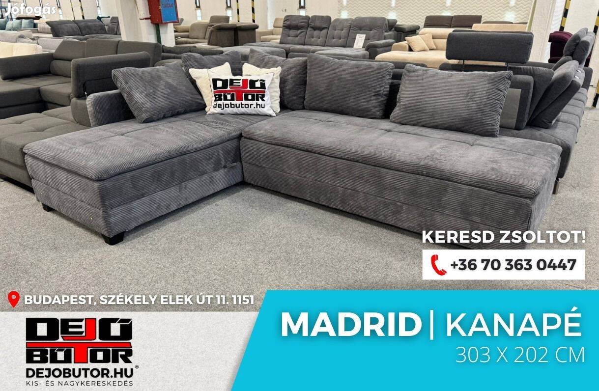 Madrid XL kanapé ülőgarnitúra sarok 303x202 cm szürke ágyazható