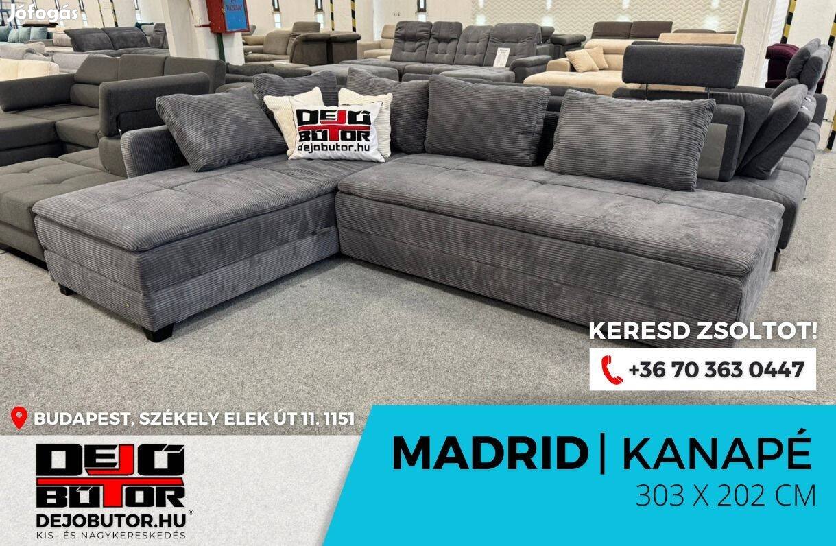 Madrid rugós grafit kanapé ülőgarnitúra sarok 303x202 cm