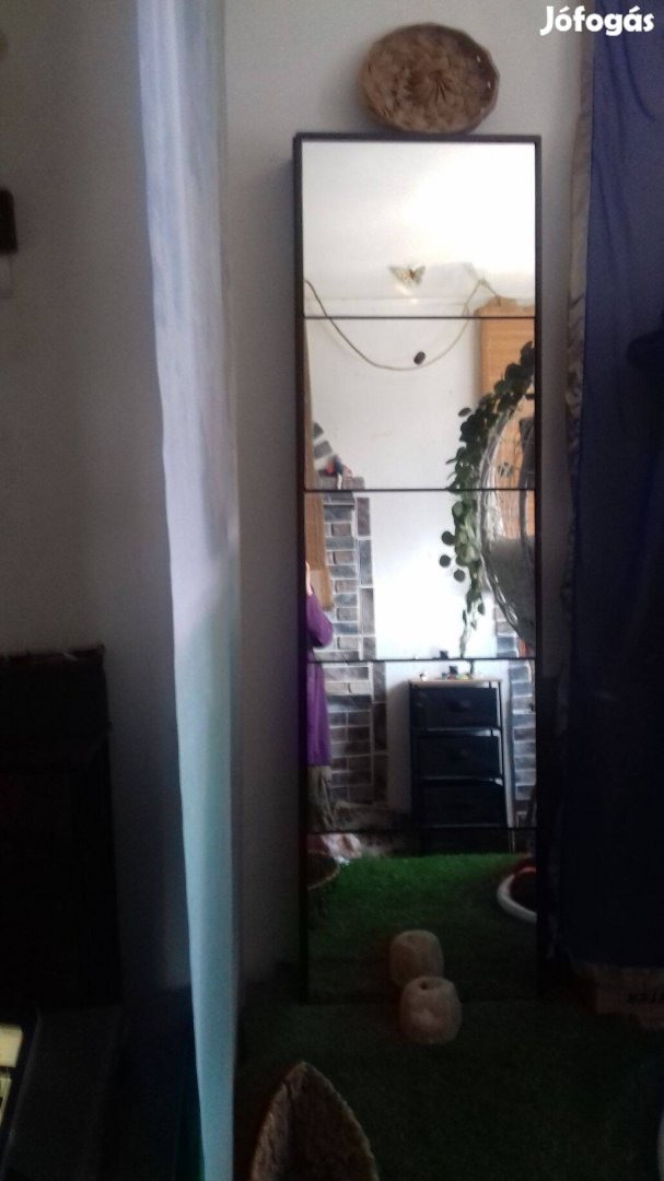 Magas 5 fiókos tükrösszekrény, kalapos-cipős-