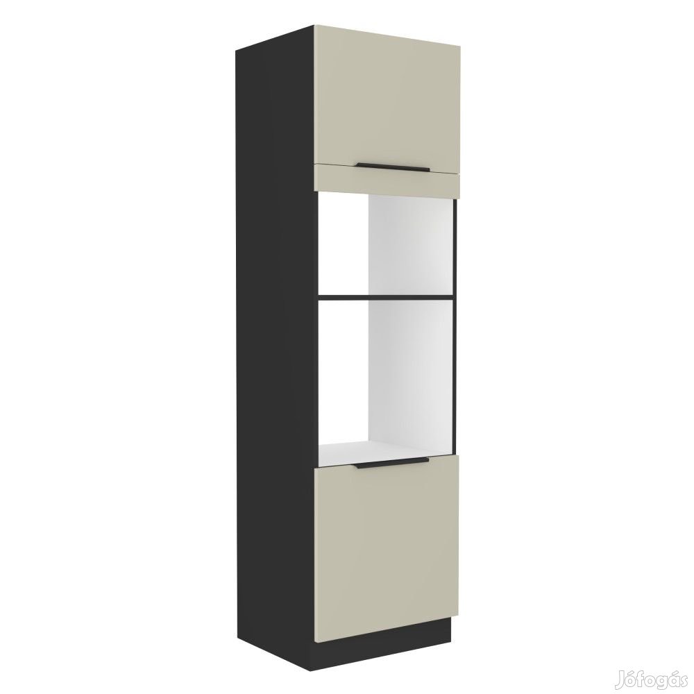 Magas szekrény sütőhöz és mikrohullámú sütőhöz, cashmere/fekete, ARAK