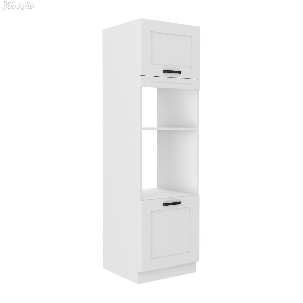 Magas szekrény sütőhöz és mikrohullámú sütőhöz, fehér, LULA 60 DPM-21