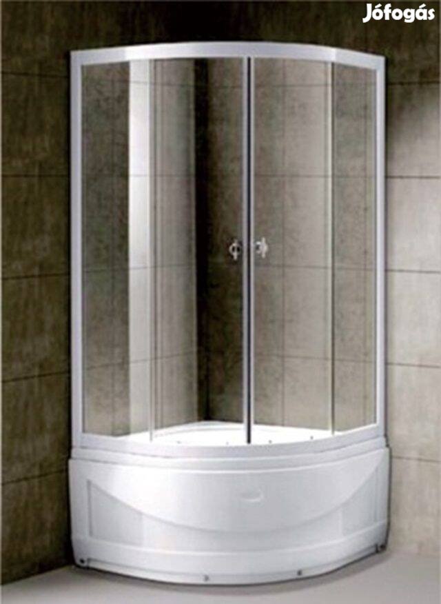 Magas zuhanytálcás Zuhanykabin 90x90cm íves tálcával.átlátszó üveggel