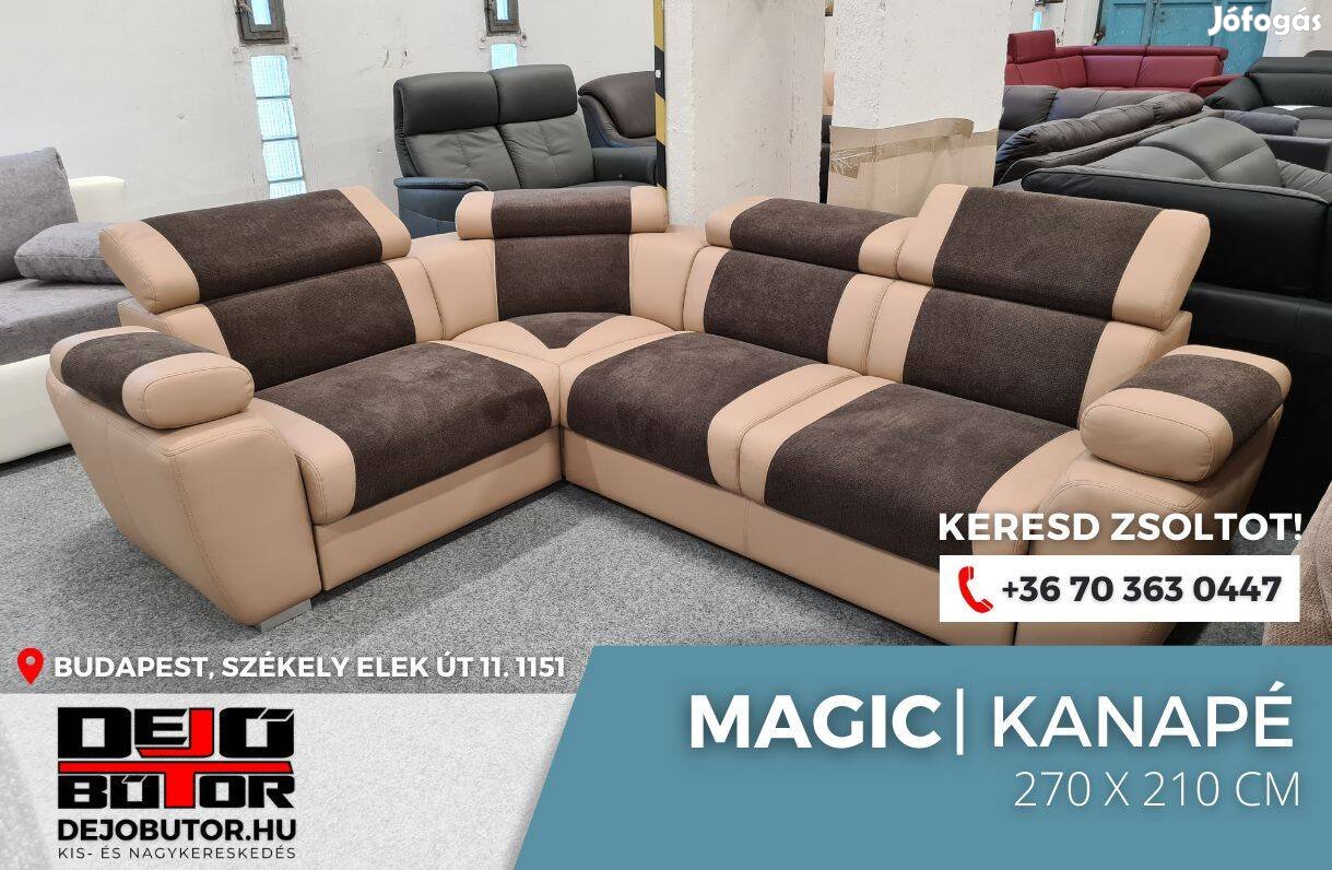 Magic XL barna sarok rugós kanapé ülőgarnitúra 270x210 cm ágyazható