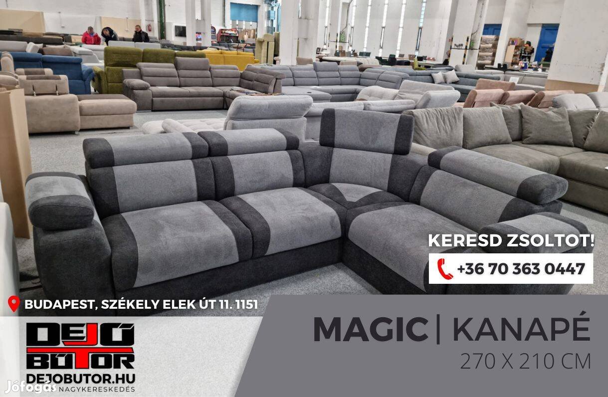 Magic XL gray sarok rugós kanapé ülőgarnitúra 270x210 cm ágyazható