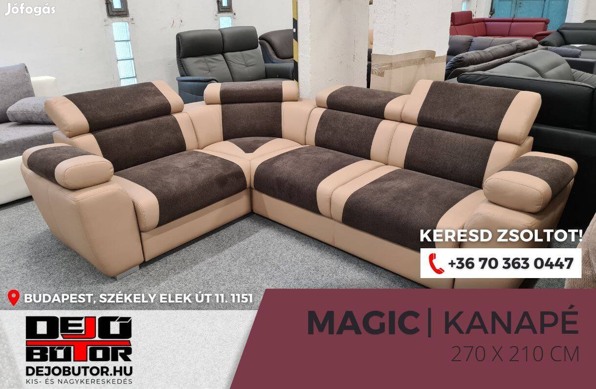 Magic XL rugós krém sarok kanapé ülőgarnitúra 270x210 cm ágyazható