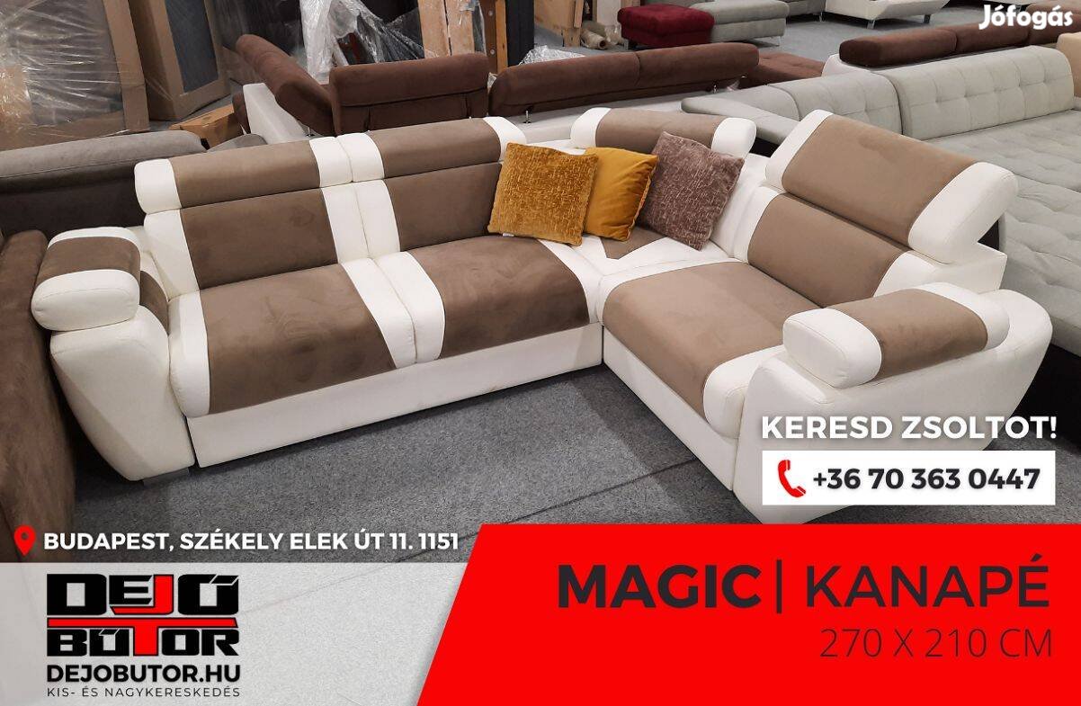 Magic XL rugós sarok kanapé ülőgarnitúra 270x210 cm ágyazható barna