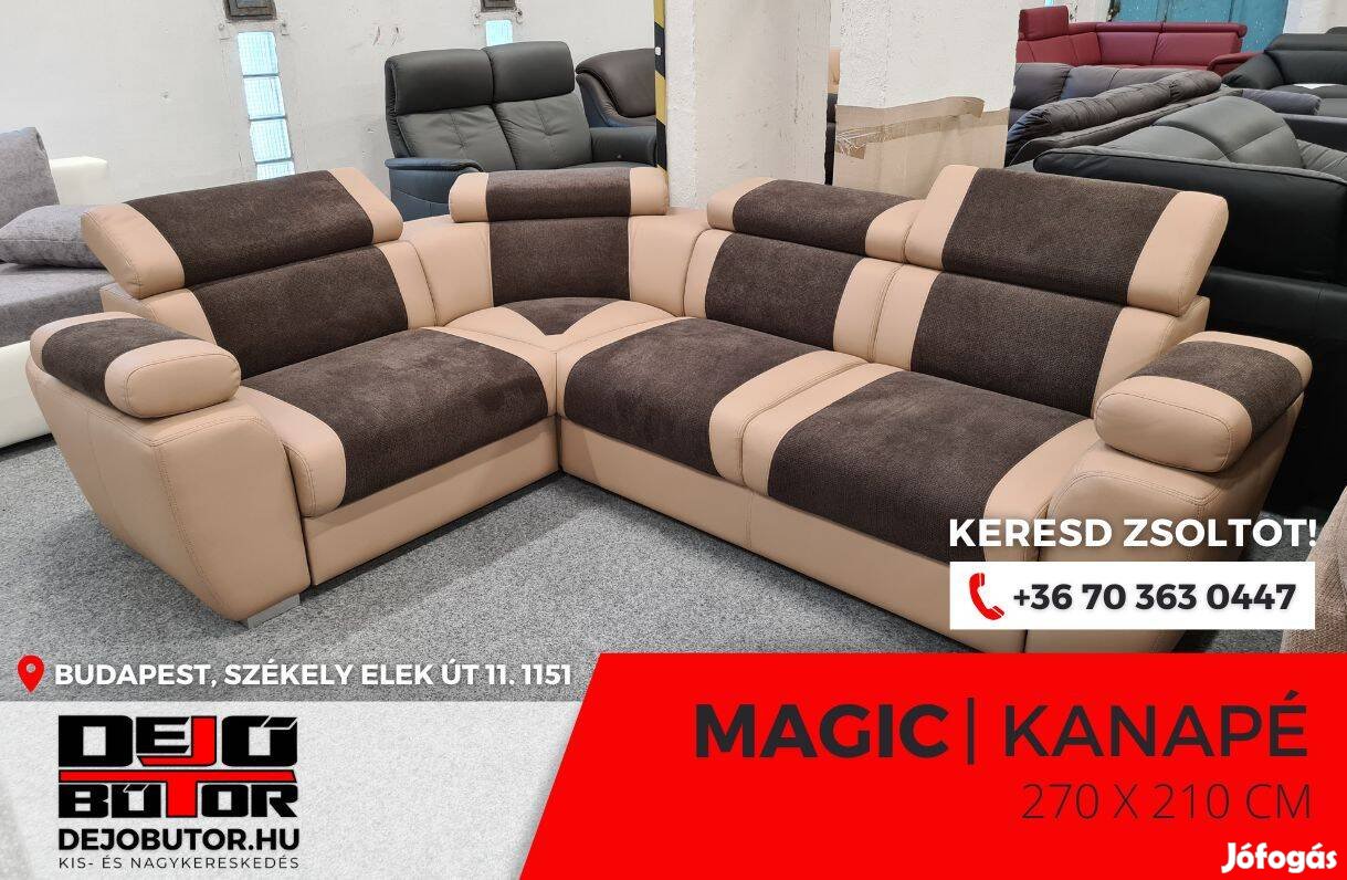 Magic XL rugós sarok kanapé ülőgarnitúra 270x210 cm ágyazható drapp