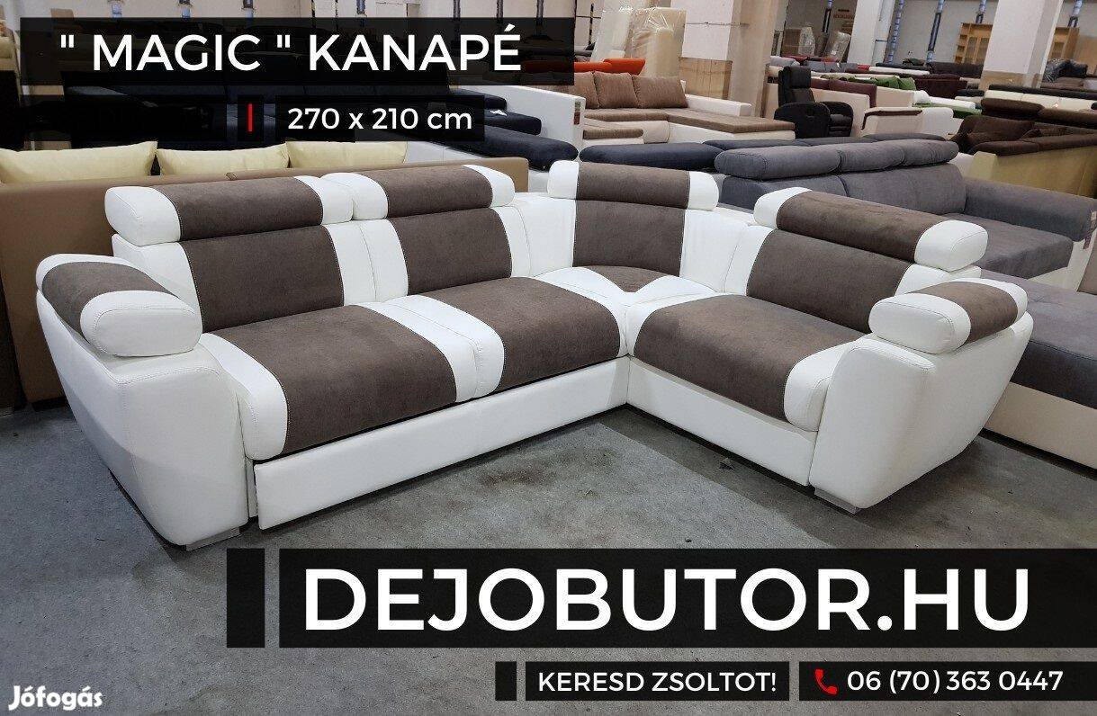 Magic XL rugós sarok kanapé ülőgarnitúra 270x210 cm ágyazható fehér