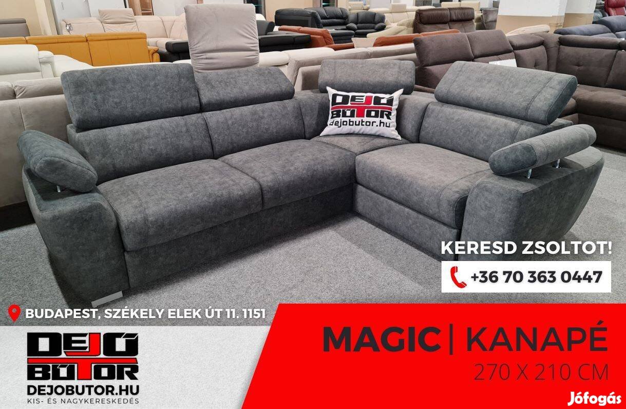 Magic XL rugós sarok kanapé ülőgarnitúra 270x210 cm ágyazható fekete