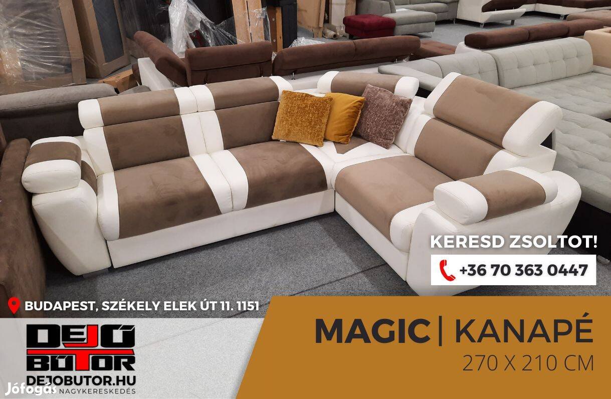 Magic XL sarok krém rugós kanapé ülőgarnitúra 270x210 cm ágyazható