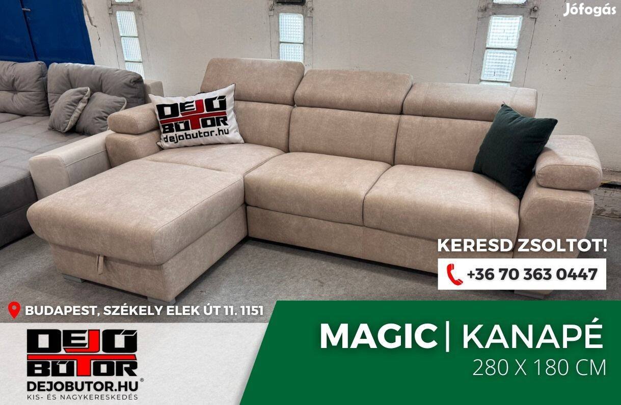 Magic rugós sarok kanapé ülőgarnitúra 280x180 cm ágyazható bézs