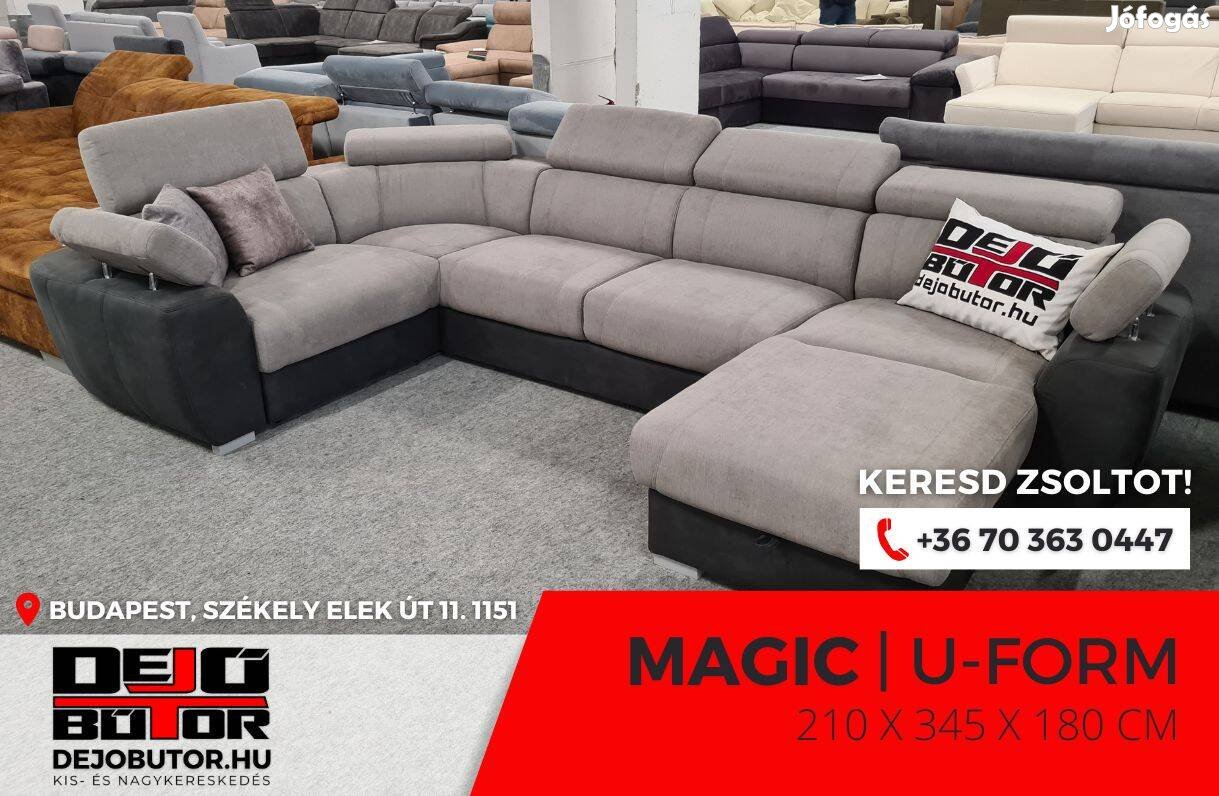 Magic sarok kanapé bútor ülőgarnitúra 180x345x210 cm fekete