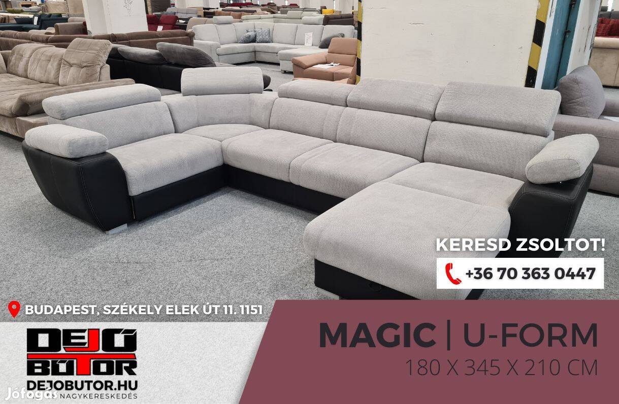 Magic ualak kanapé 180x345x210 cm ágyazható ülőgarnitúra szürke
