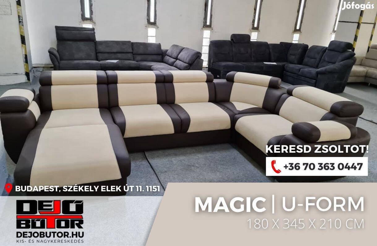 Magic ualak sarok kanapé bútor ülőgarnitúra 180x345x210 cm krém