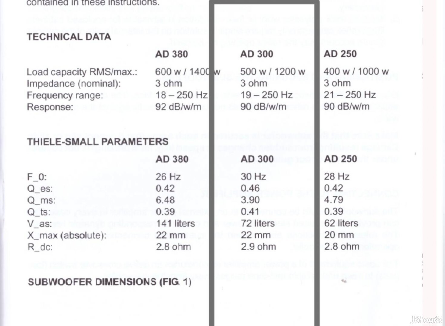 Magnat Ad300 mélynyomó mélyláda eladó