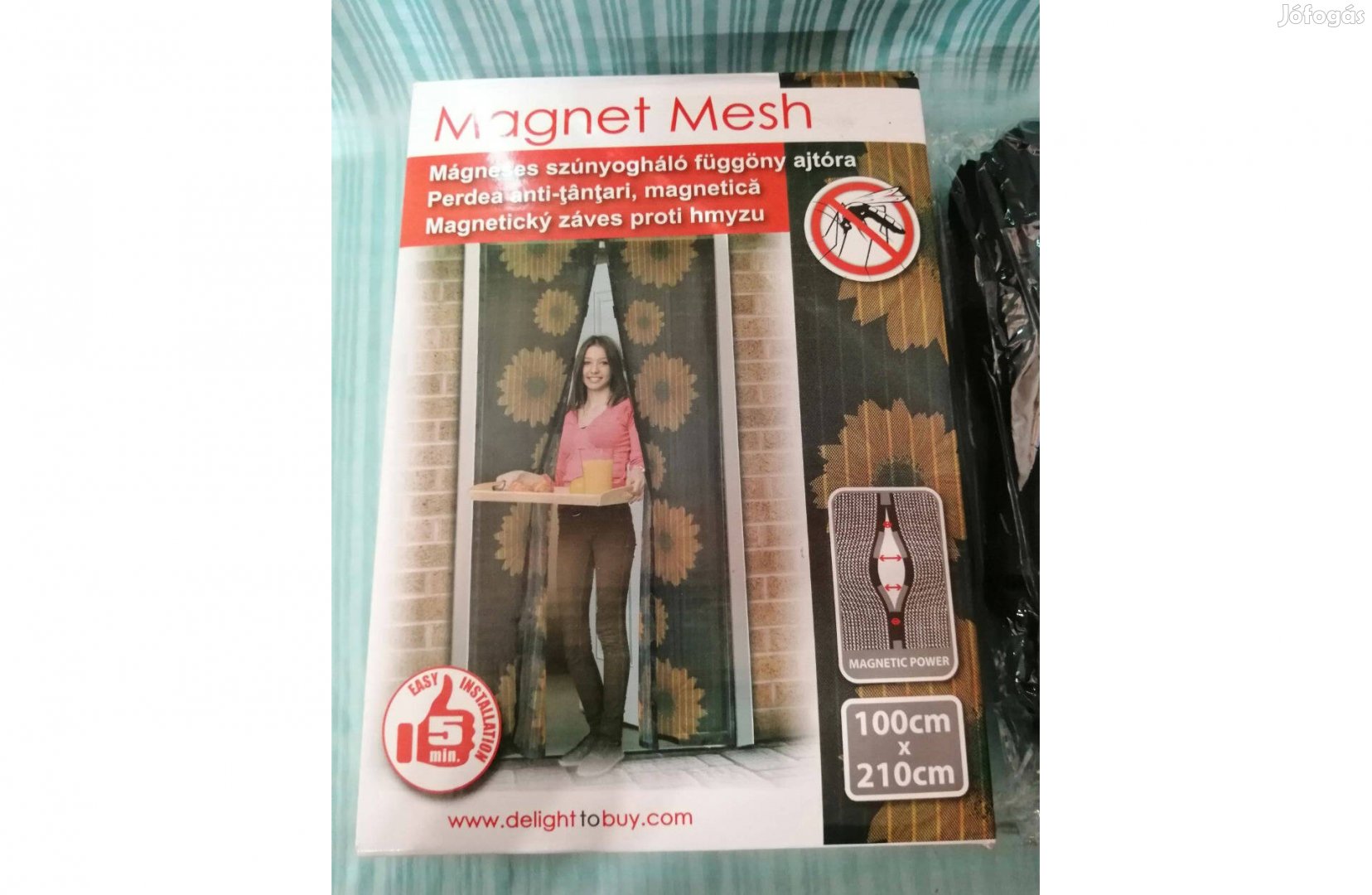 Mágneses szúnyogháló ajtóra, virág mintás 100x210 cm