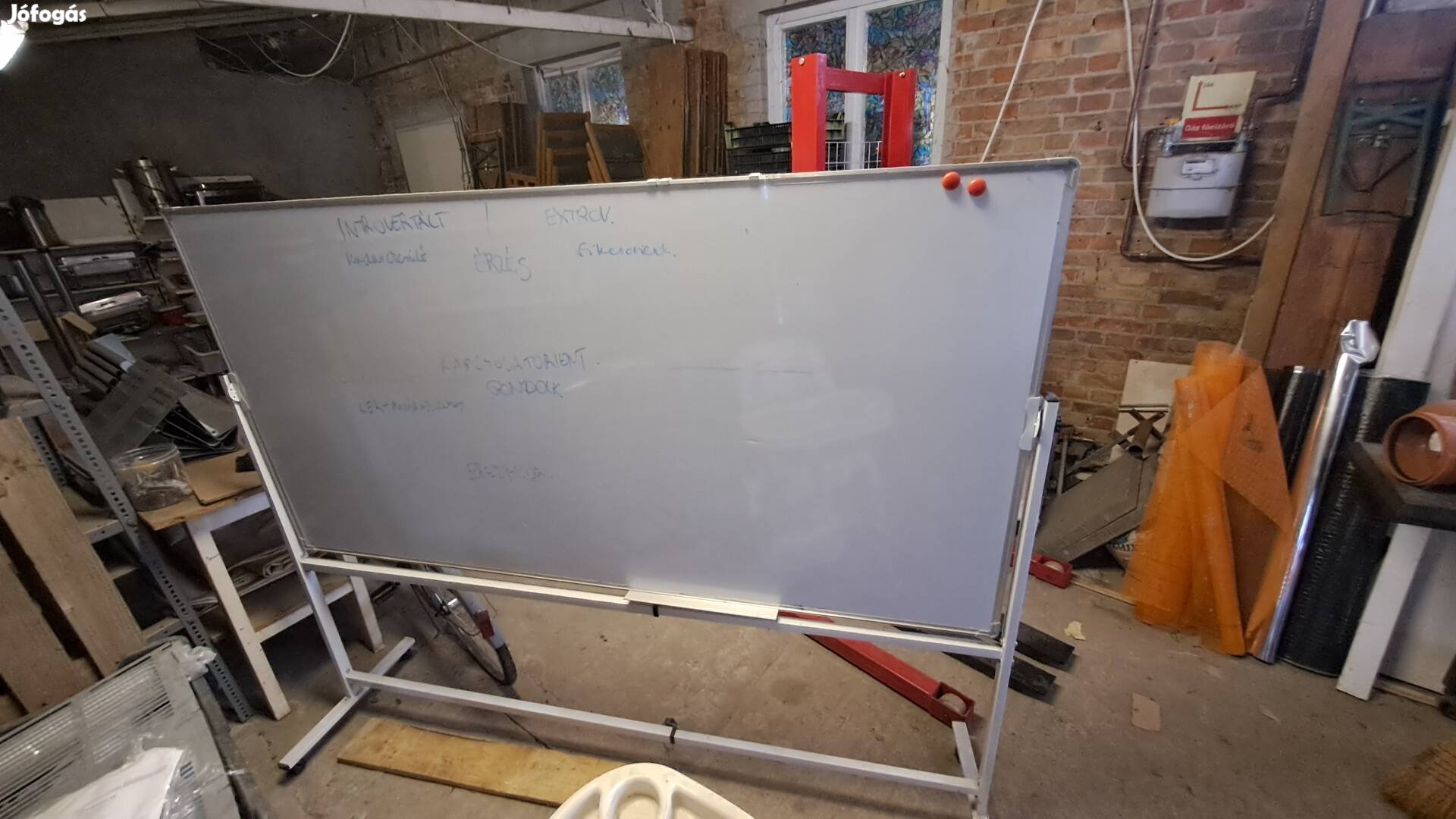 Mágneses tábla, whiteboard, 100x200 cm gurulós állvánnyal