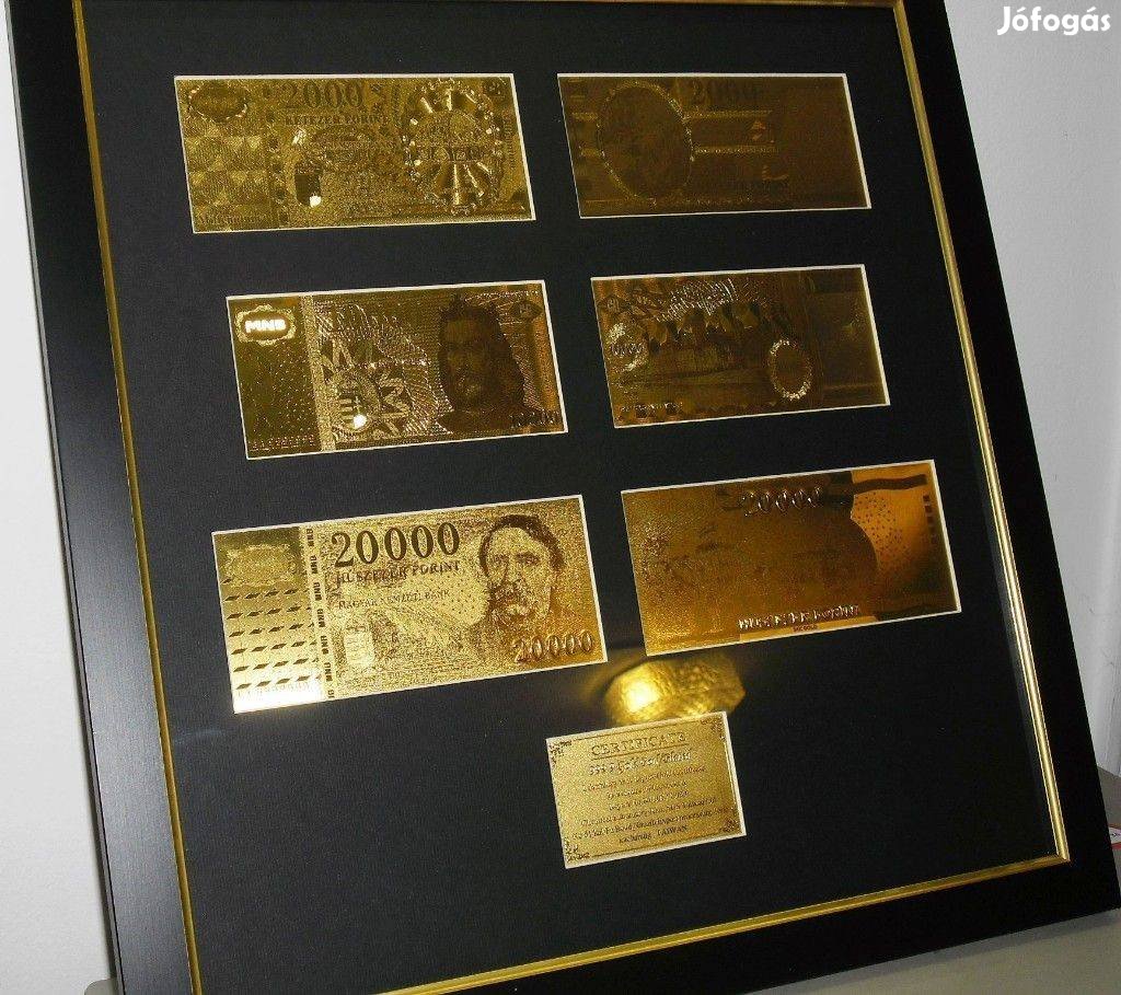 Magyar 20.000 Ft arany bankjegy, Forint full szett, luxus ajándék