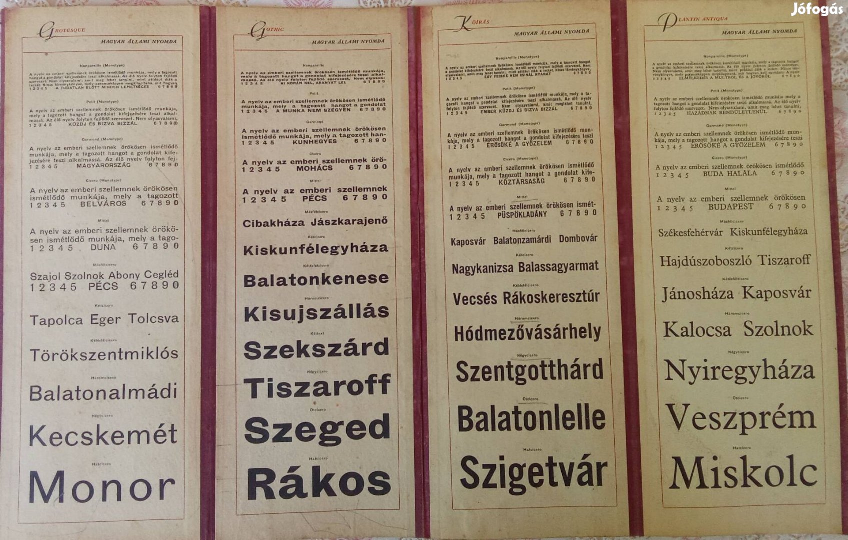 Magyar Állami Nyomda: Betűanyag -Mintafüzet 1947