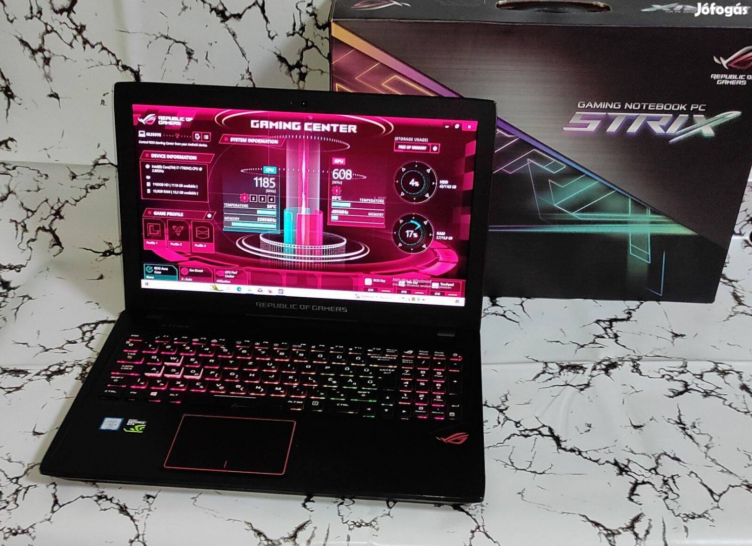 Magyar Gamer Laptop! I7 7700hq/ Gtx 1050TI/ Vil. Billentyű!