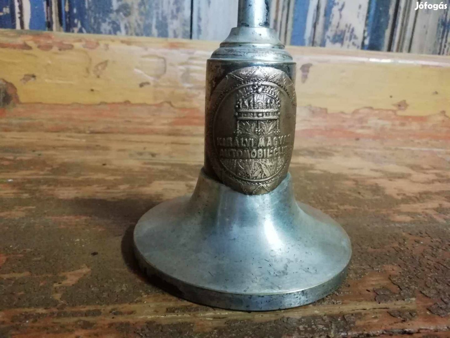 Magyar Királyi autóclub kis zászlótartója, jelzett ezüstözött 1900-as