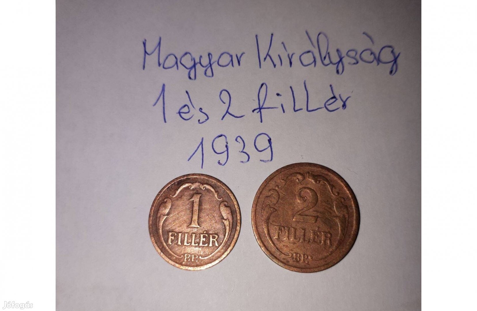 Magyar Királyság 1-és 2 fillér együtt eladó