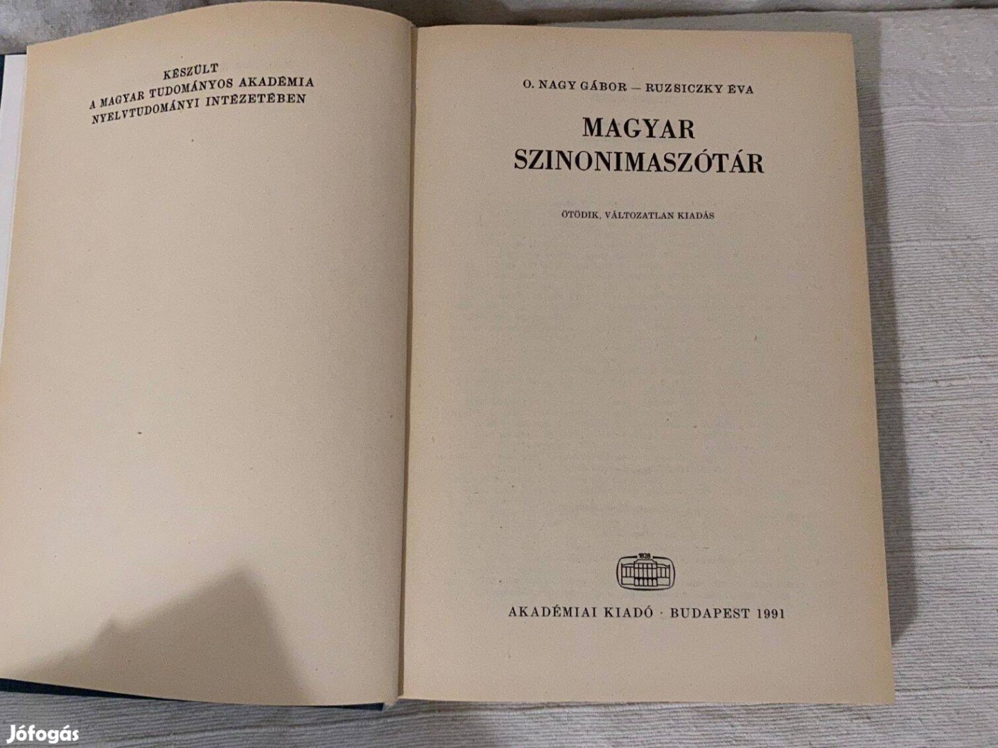 Magyar Szinonima Szótár 1991 -ből , könyv , regény , lexikon