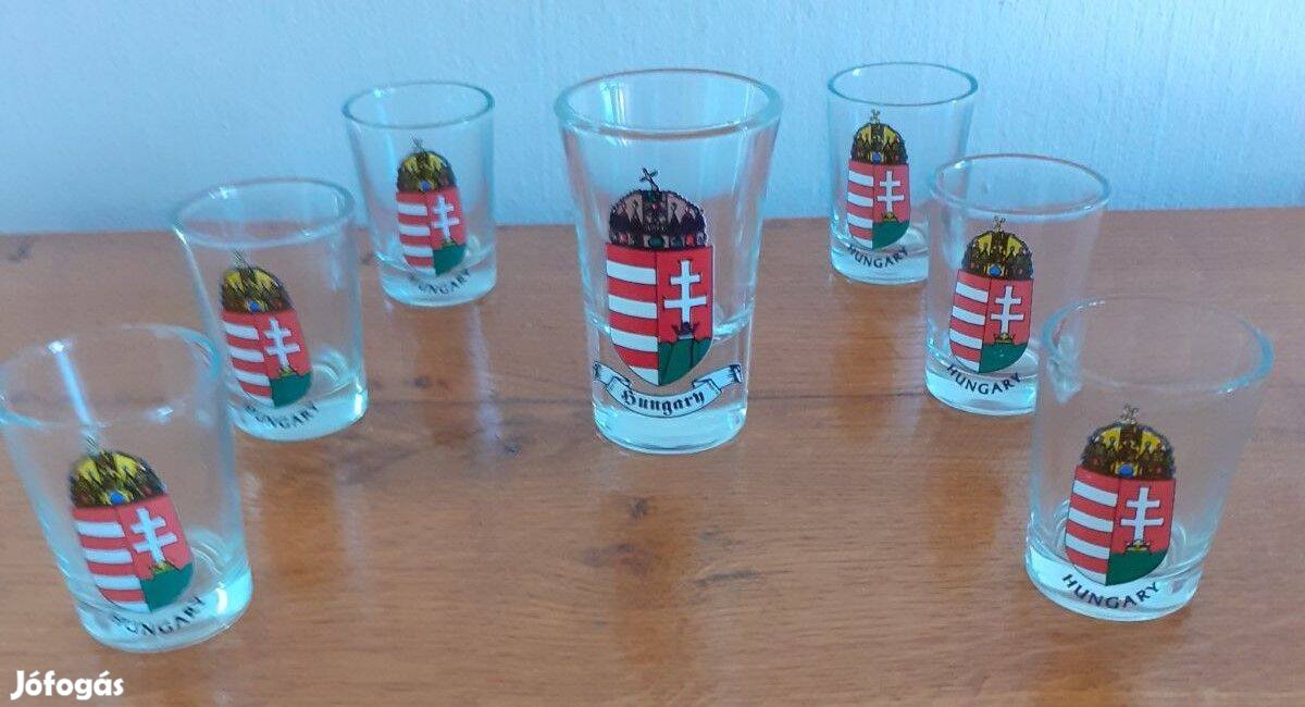 Magyar címeres pálinkás pohár készlet