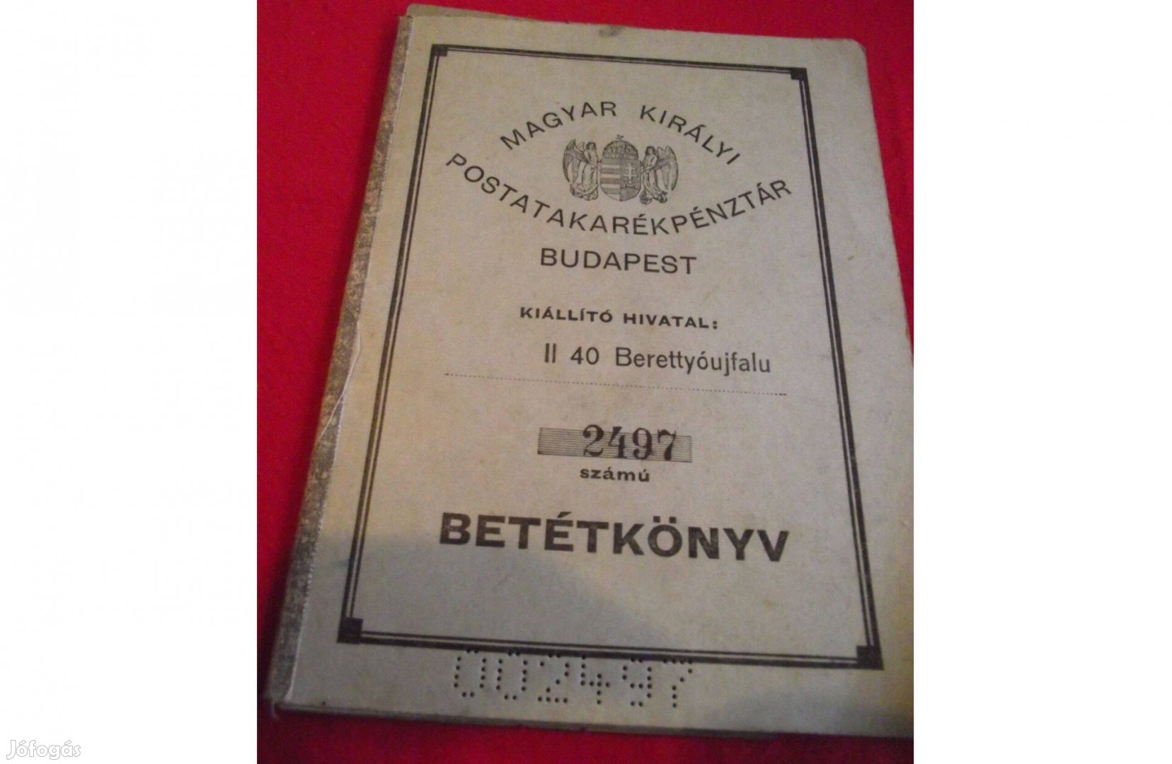 Magyar királyi postatakarékpénztár betétkönyv 1942