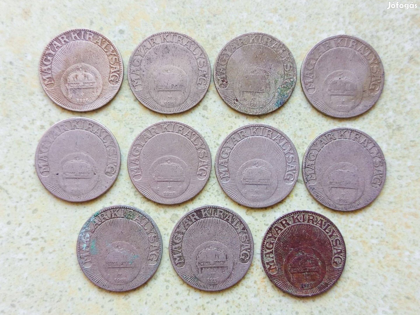 Magyarország 11 db Érme 20 Fillér 1926