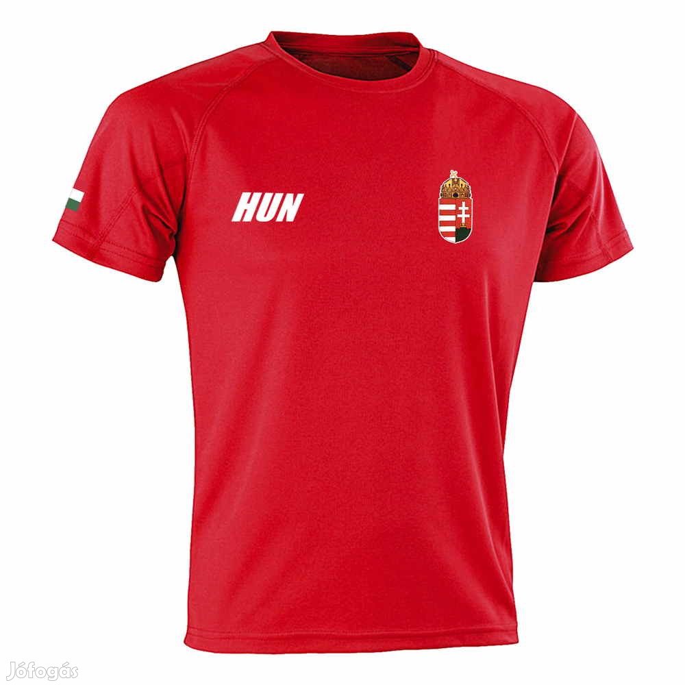 Magyarország mez felső szurkolói piros "Hungary" feliratos raglan fel
