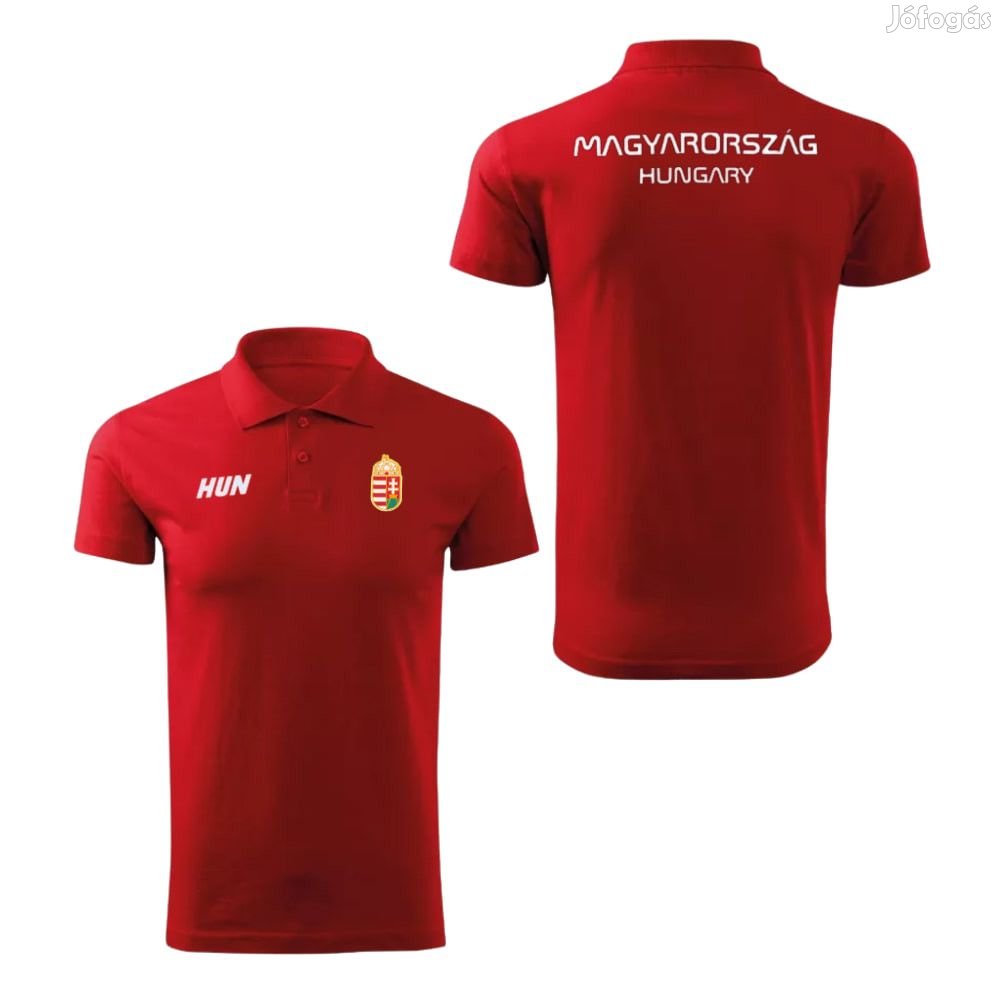 Magyarország póló felnőtt címeres galléros piros