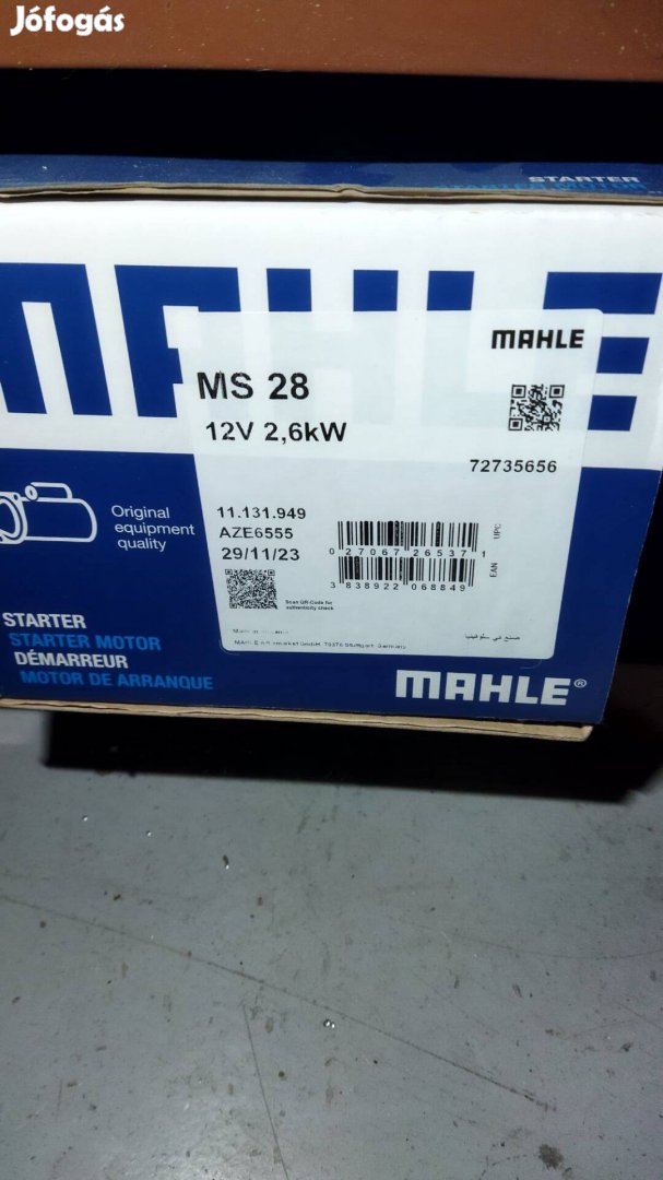 Mahle önindító 12V, 2,6kW