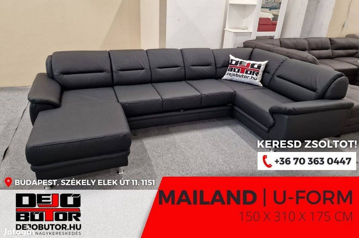 Mailand black kanapé ülőgarnitúra 150x310x175 cm ualak valódi bőr