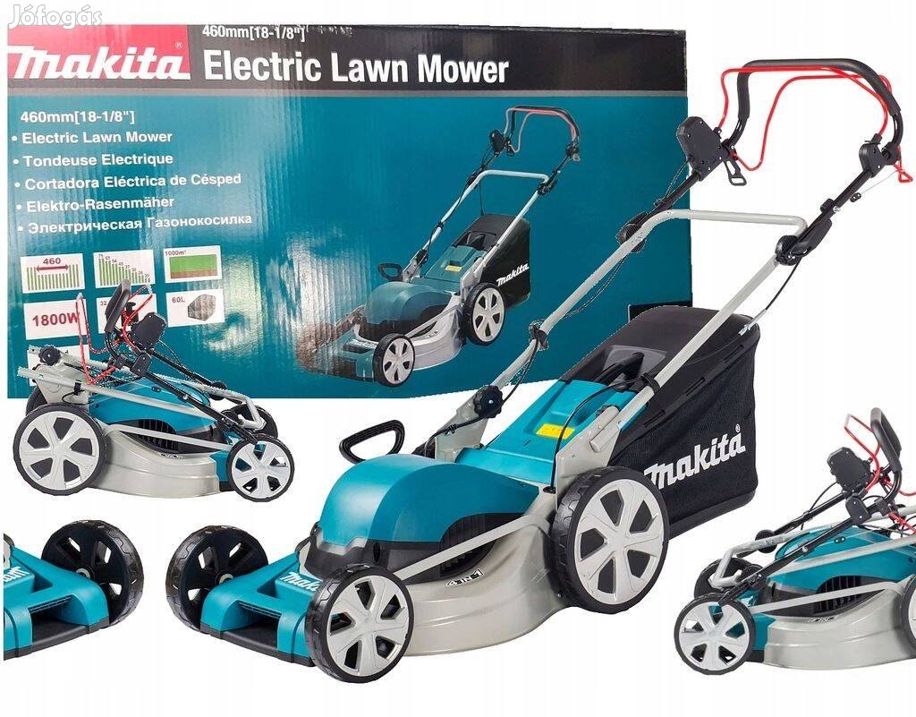 Makita 1800 Watt önjáró elektromos fűnyíró 46 cm szélesség 60 liter új