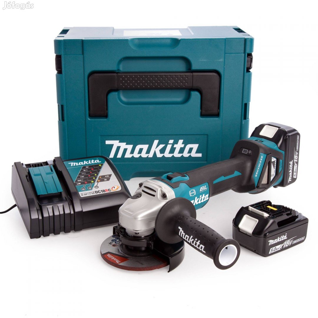 Makita DGA511RTJ Akkus sarokcsiszoló (18V/2x5.0Ah) Makpac kofferben