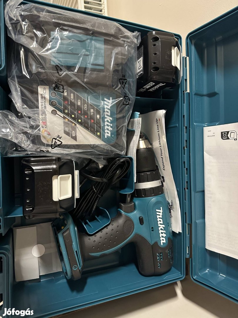 Makita Dhp 453 akkus fúró 2x5.0Ah, töltő, műanyag kofferban