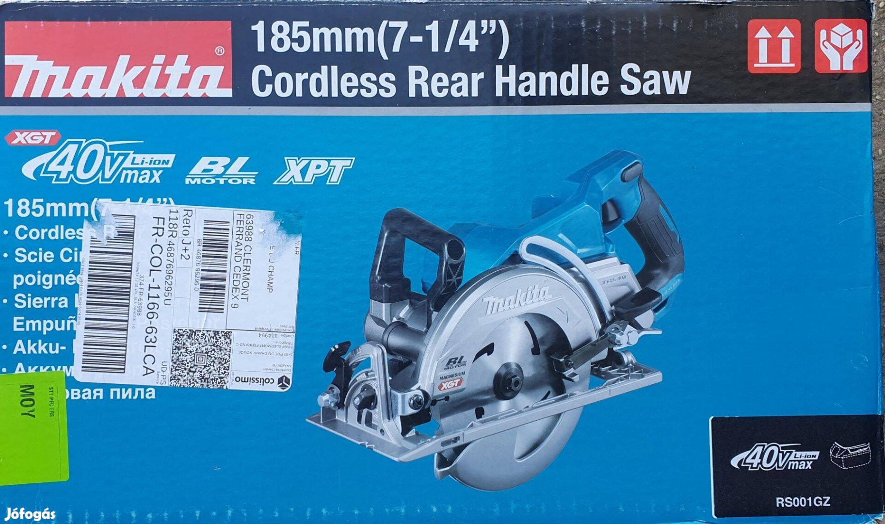 Makita RS001GZ Akkus szénkefementes körfűrész (40V/185mm)