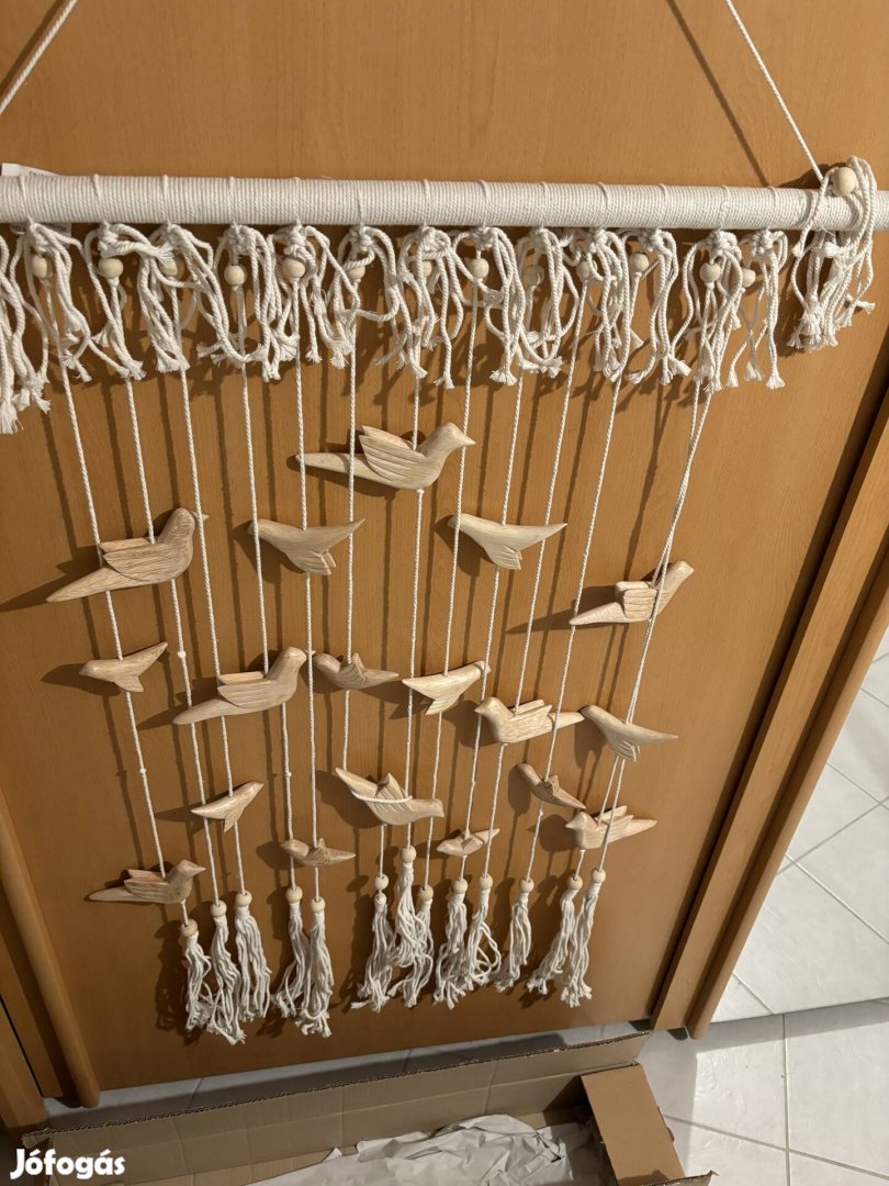 Makramé. Új Madaras fali függő dekoráció, kézműves (140cm)