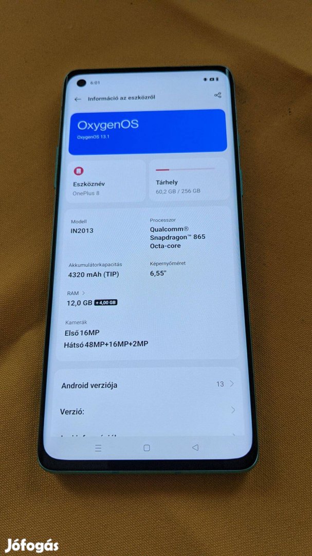 Makulátlan Oneplus 8 5g (12/256gb) olcsón eladó