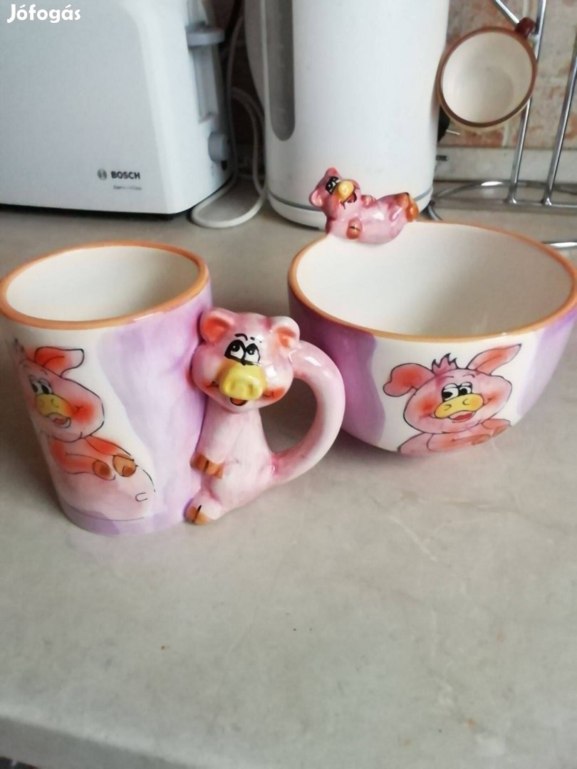 Malacos röfis gyerek reggeliző szett, csésze, bögre és