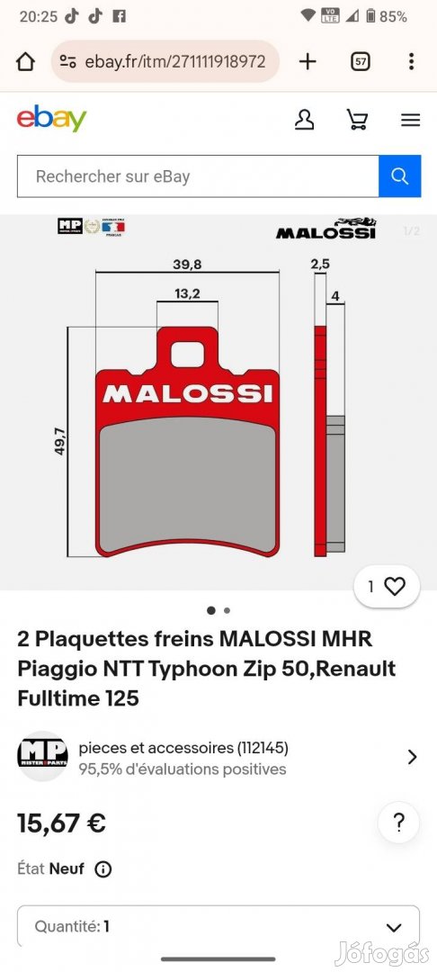 Malaguti F12 phantom fékbetétek 4.000/db