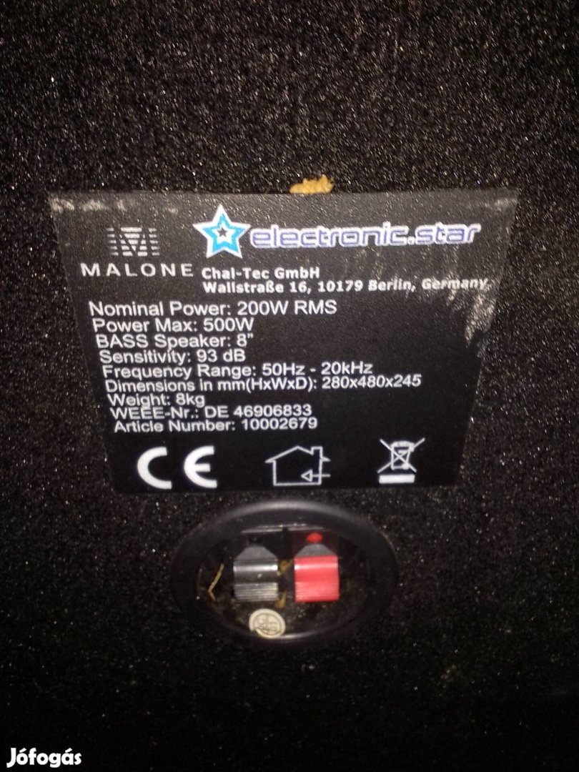 Malone 500 watt Hangsugárzó woofer hangfal