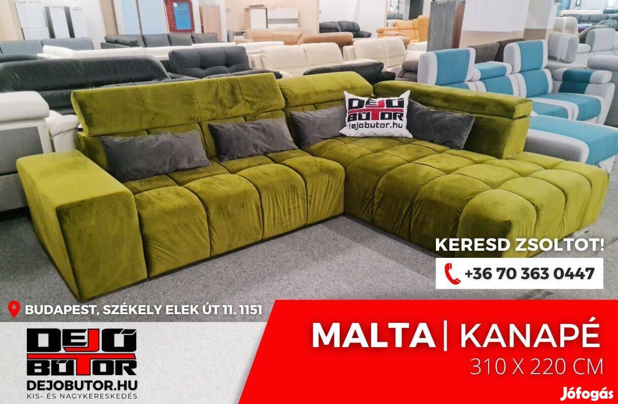 Málta zöld hátfalas relax kanapé ülőgarnitúra 310x220 cm sarok