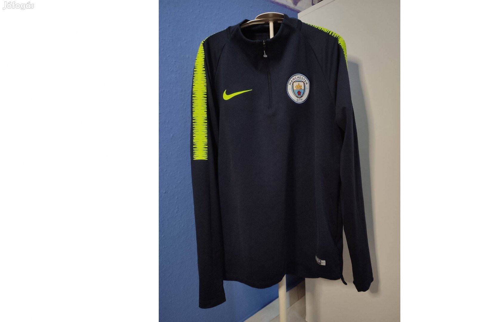 Manchester City sötétszürke eredeti Nike cipzáras nyakú felső (S)