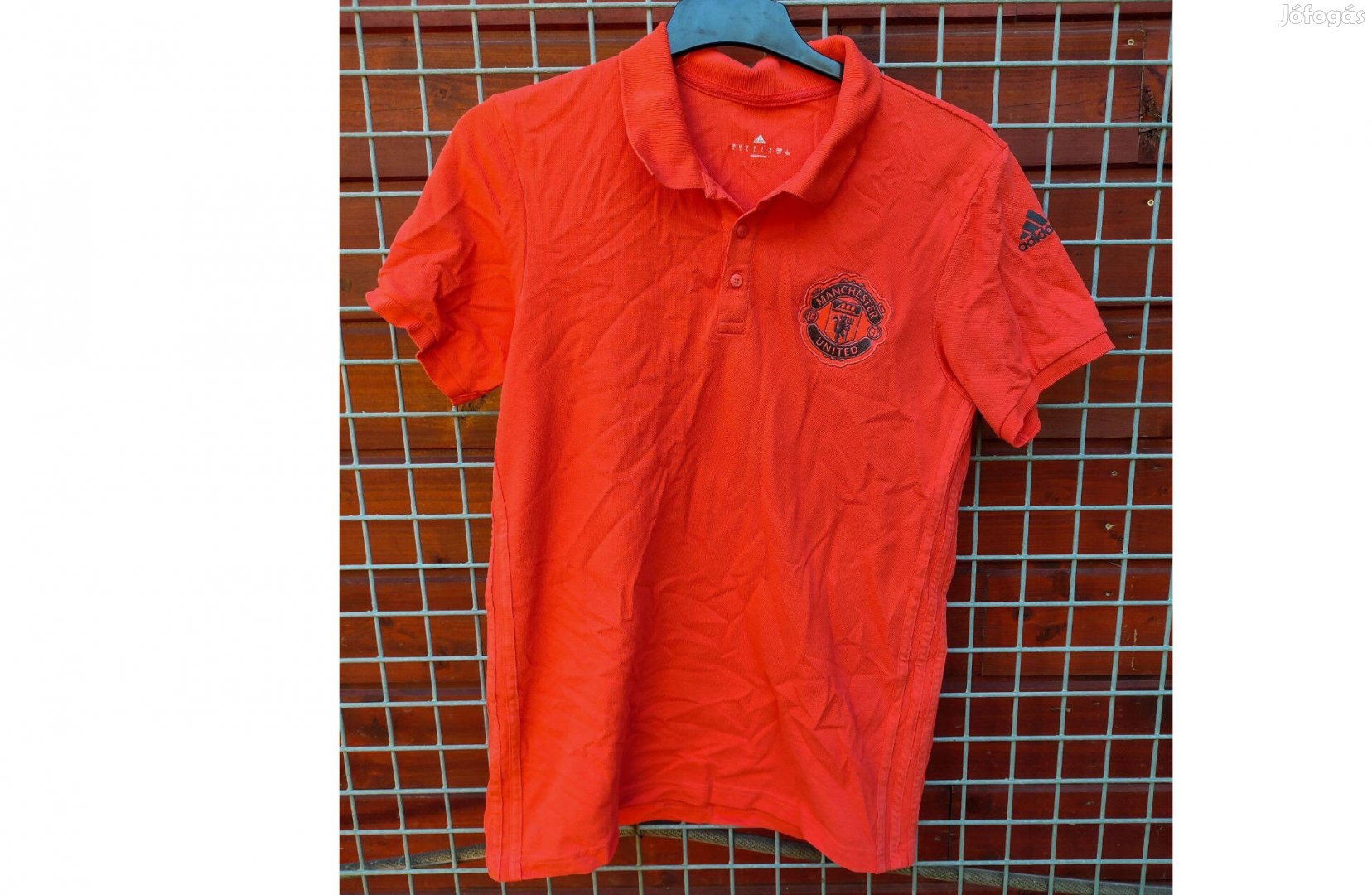 Manchester United eredeti adidas galléros narancssárga póló (L)