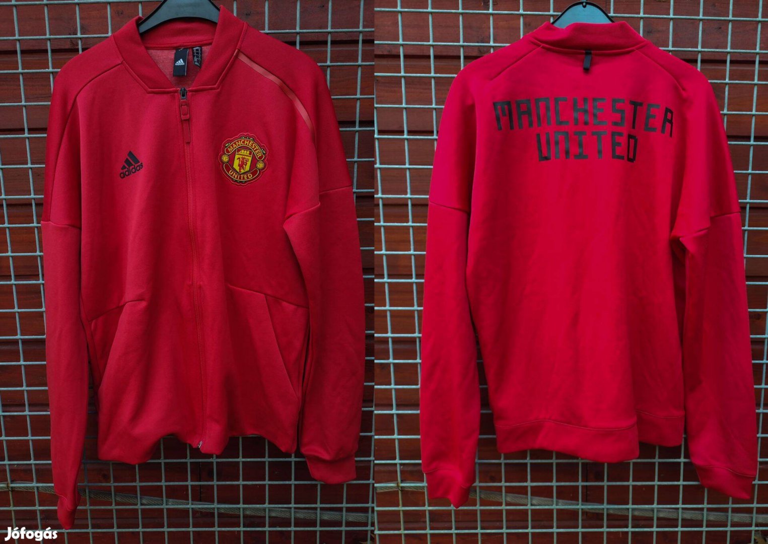 Manchester United eredeti adidas piros cipzáras felső (M)