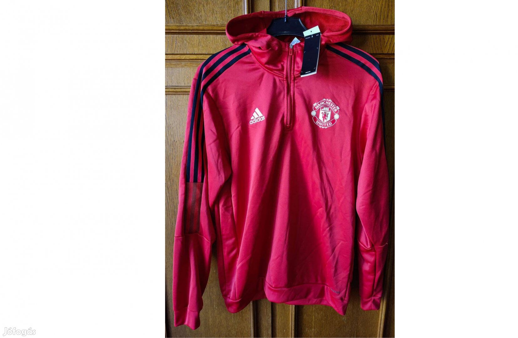 Manchester United eredeti adidas piros kapucnis felső (M)